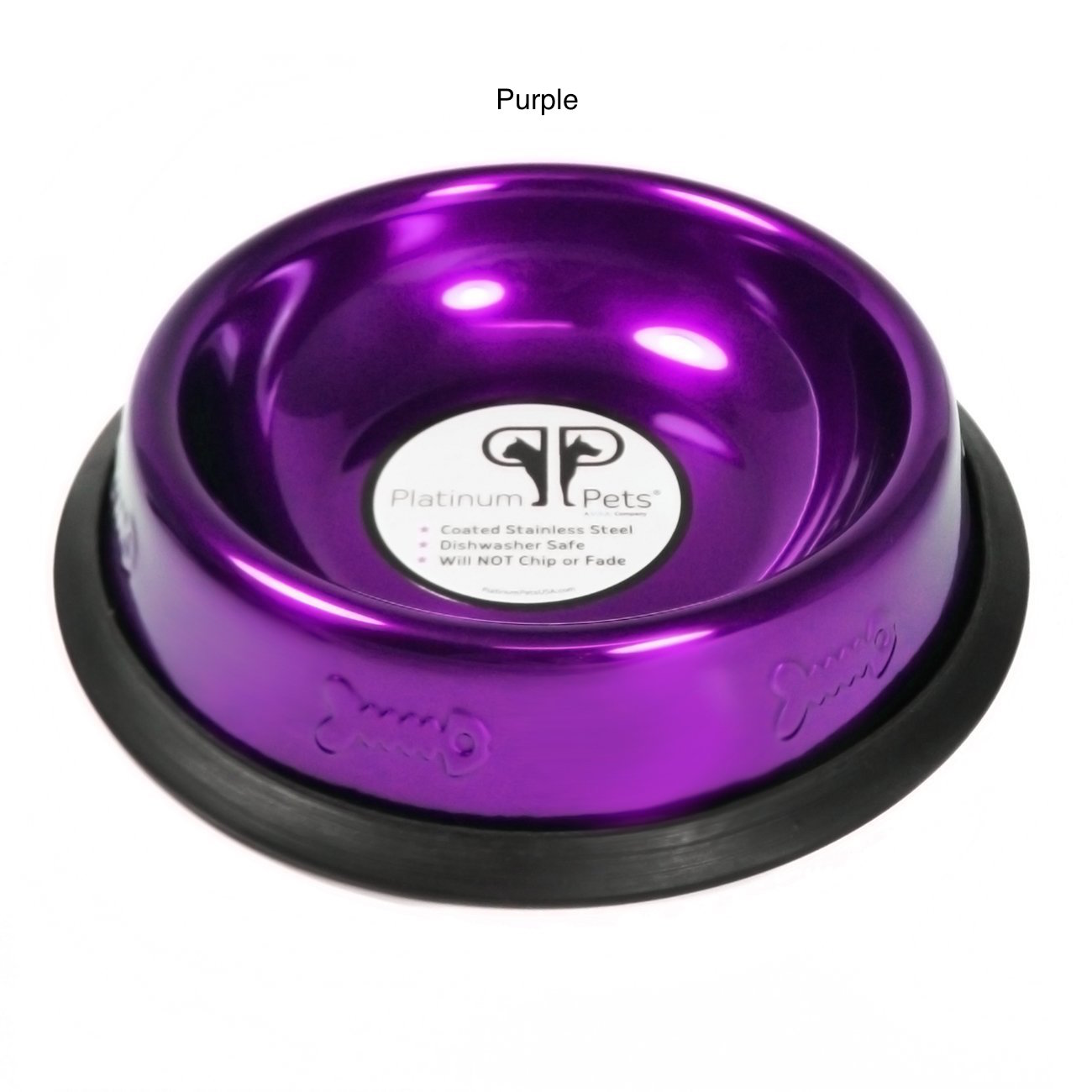 Platinum Pets Stainless Steel Embossed Non-Tip Cat Bowl