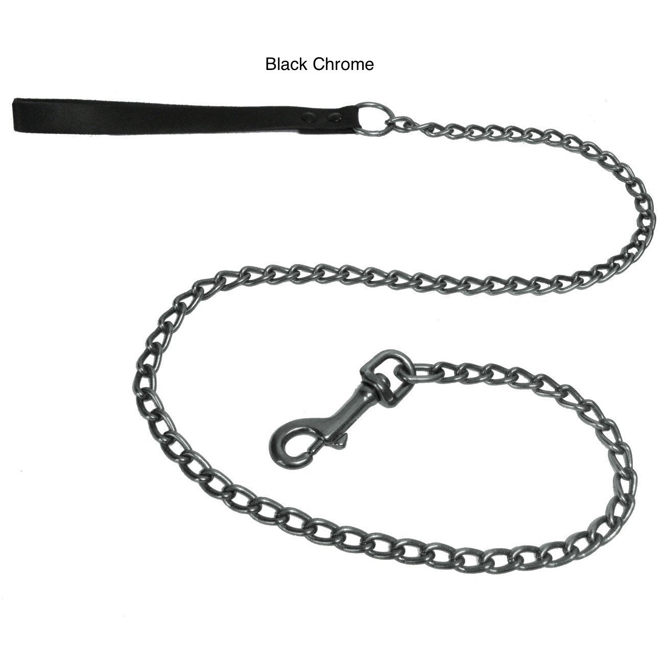 "Platinum Pets Stainless Steel Chain Leash With Genuine Leather Handle 42"" x 2.5mm"