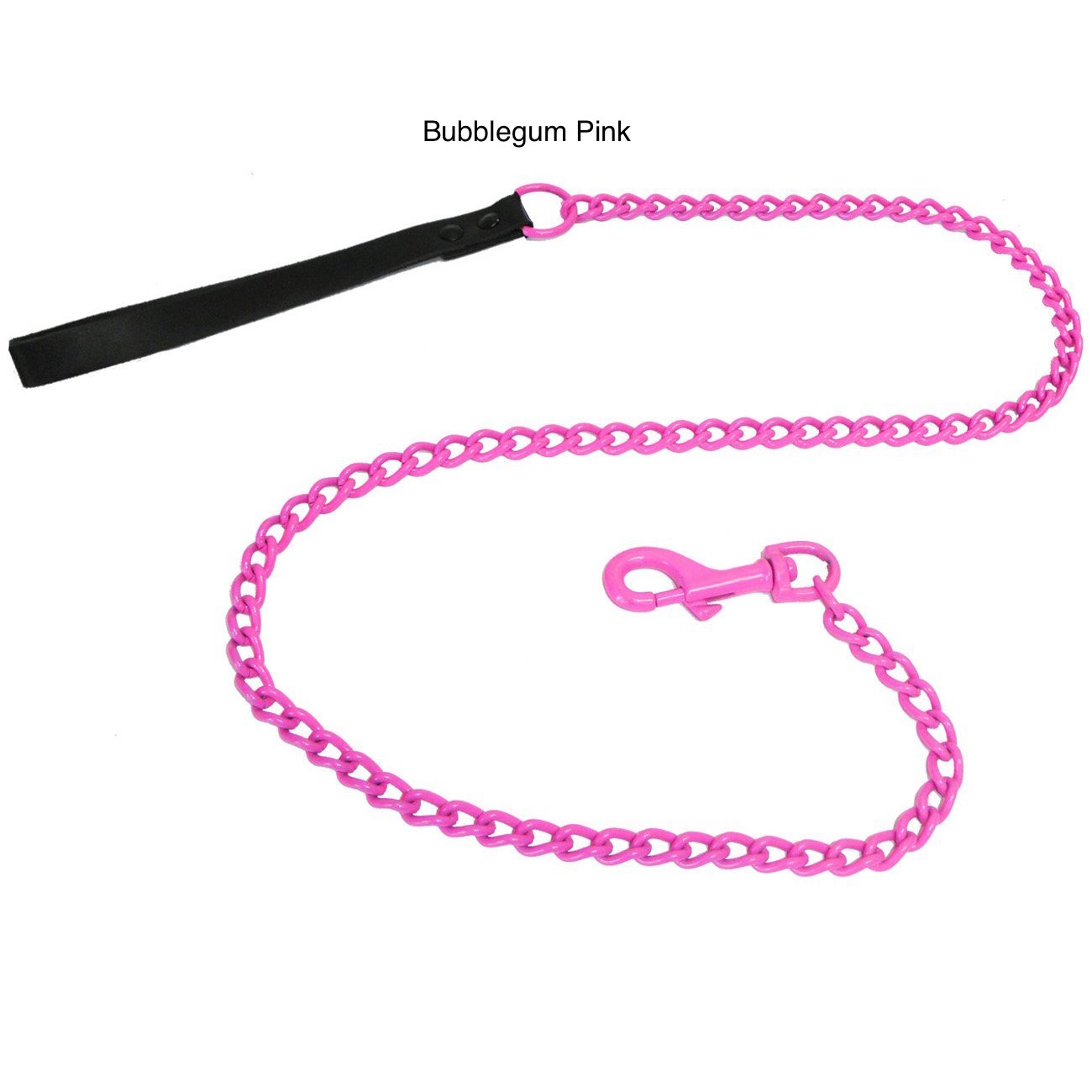 "Platinum Pets Stainless Steel Chain Leash With Genuine Leather Handle 42"" x 2.5mm"