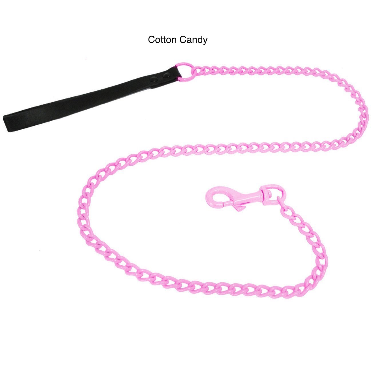 "Platinum Pets Stainless Steel Chain Leash With Genuine Leather Handle 42"" x 2.5mm"