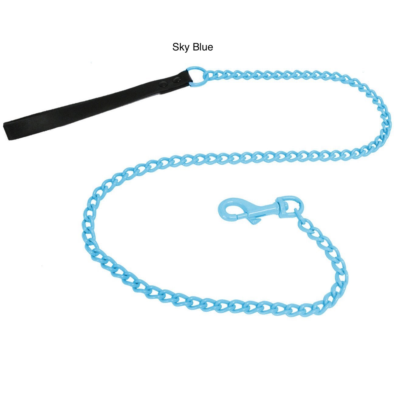 "Platinum Pets Stainless Steel Chain Leash With Genuine Leather Handle 42"" x 2.5mm"