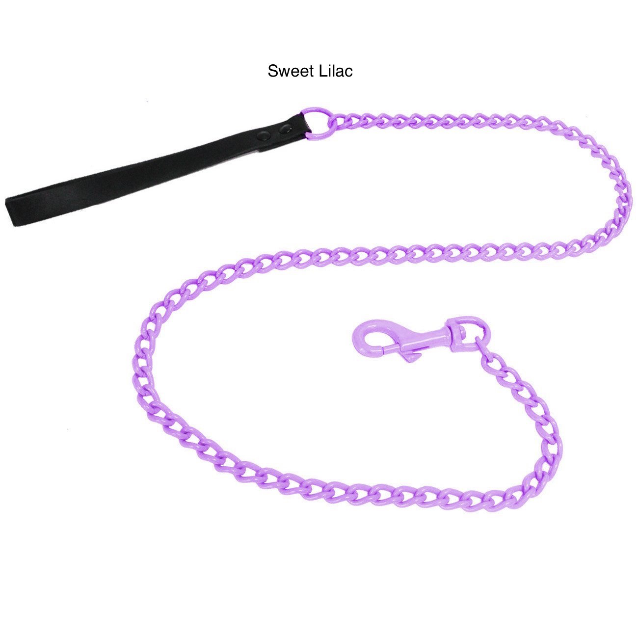 "Platinum Pets Stainless Steel Chain Leash With Genuine Leather Handle 42"" x 2.5mm"